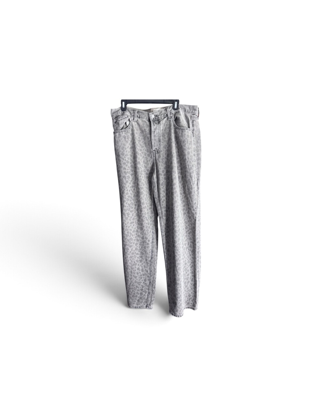 Universal Thread Women's Light Gray Leopard-Print Mid Rise 90s Baggy Jean